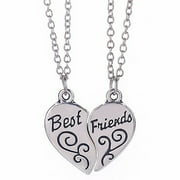 Jiaroswwei 1 Pair Women Necklace Best Friends Letters Engraved Jewelry Freinds Matching Necklace for Party